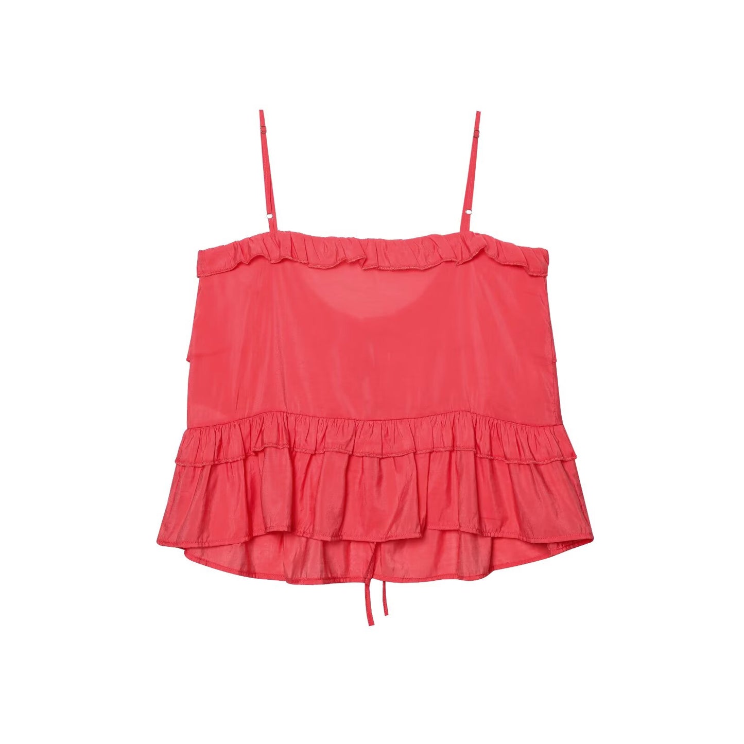 Women's new fashion Lace up layered decoration sleeveless backless suspender top