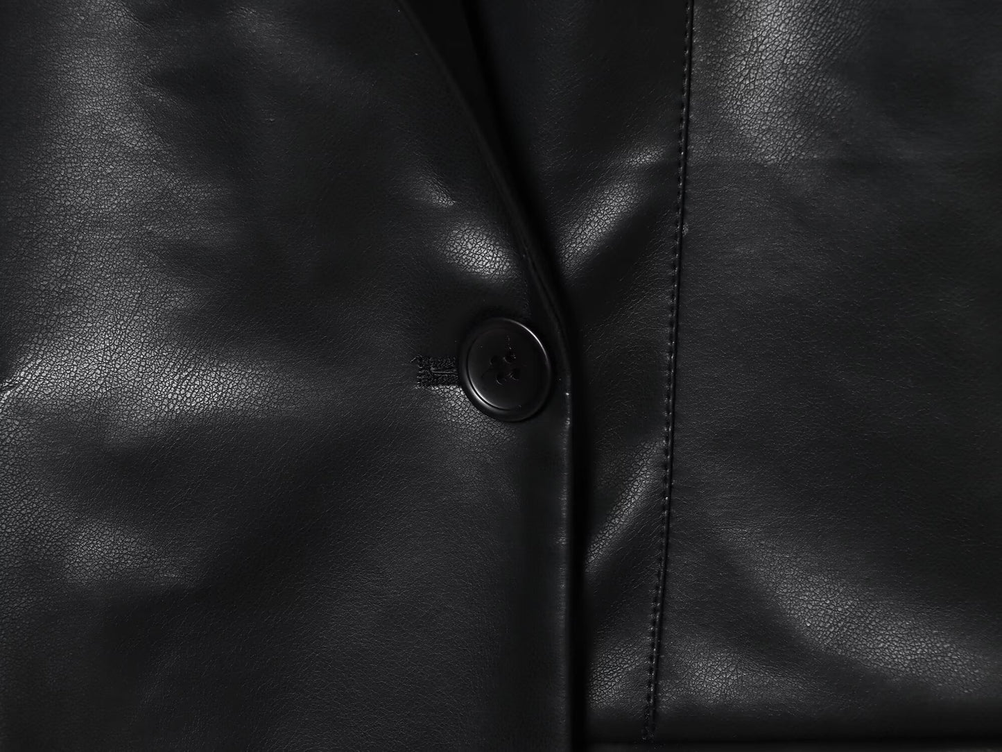 Women's new fashion black slim faux leather effect suit Coat