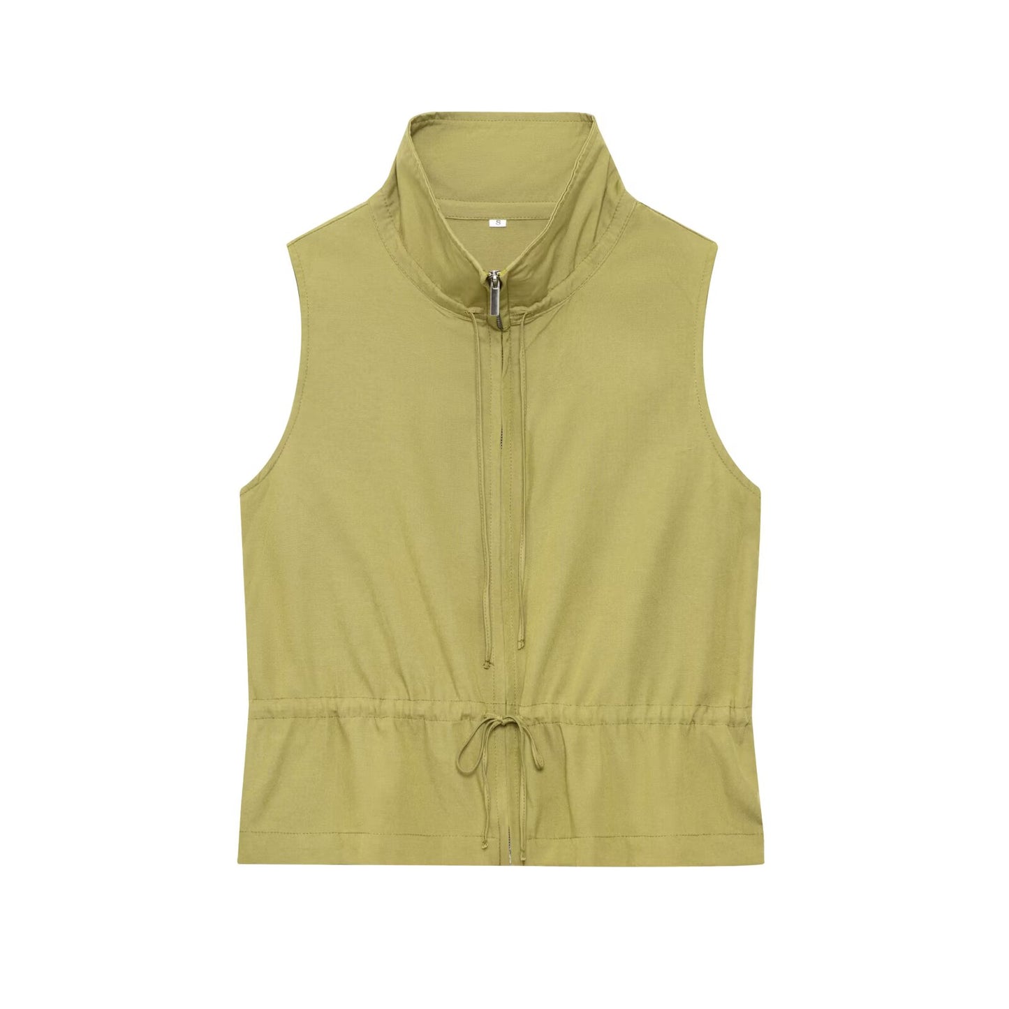 Women's new fashion with drawstring sleeveless stand collar vest+Pants suit