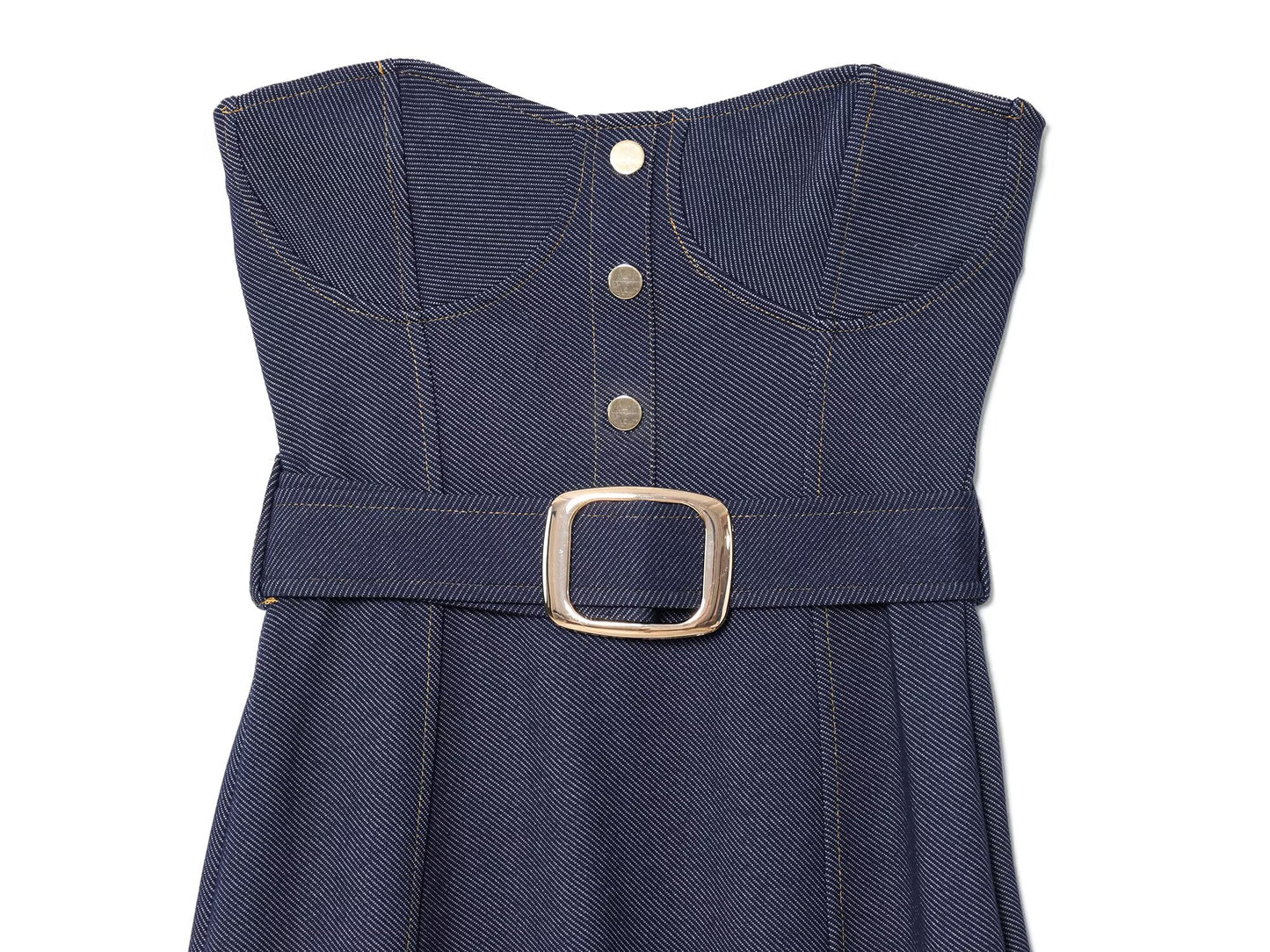 Women's new fashion with Belt sleeveless strapless MIDI dress