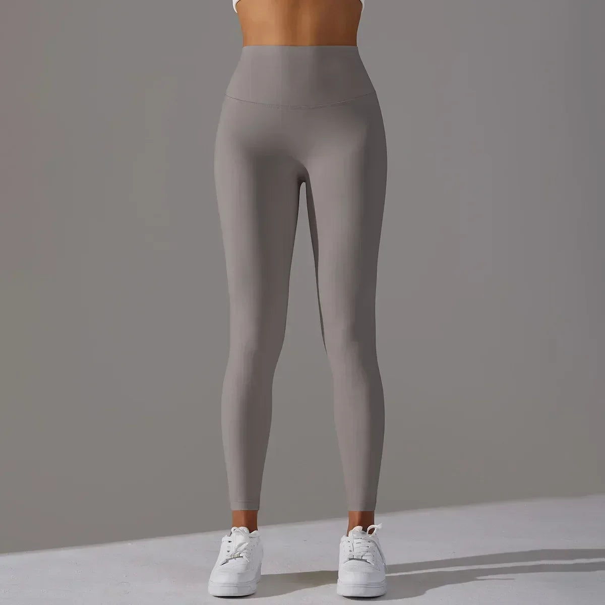 Women's High Waist and Abdomen Nude Yoga Pants Have No Embarrassing Line, Hip-lifting Elastic Peach Sports Fitness Pants 