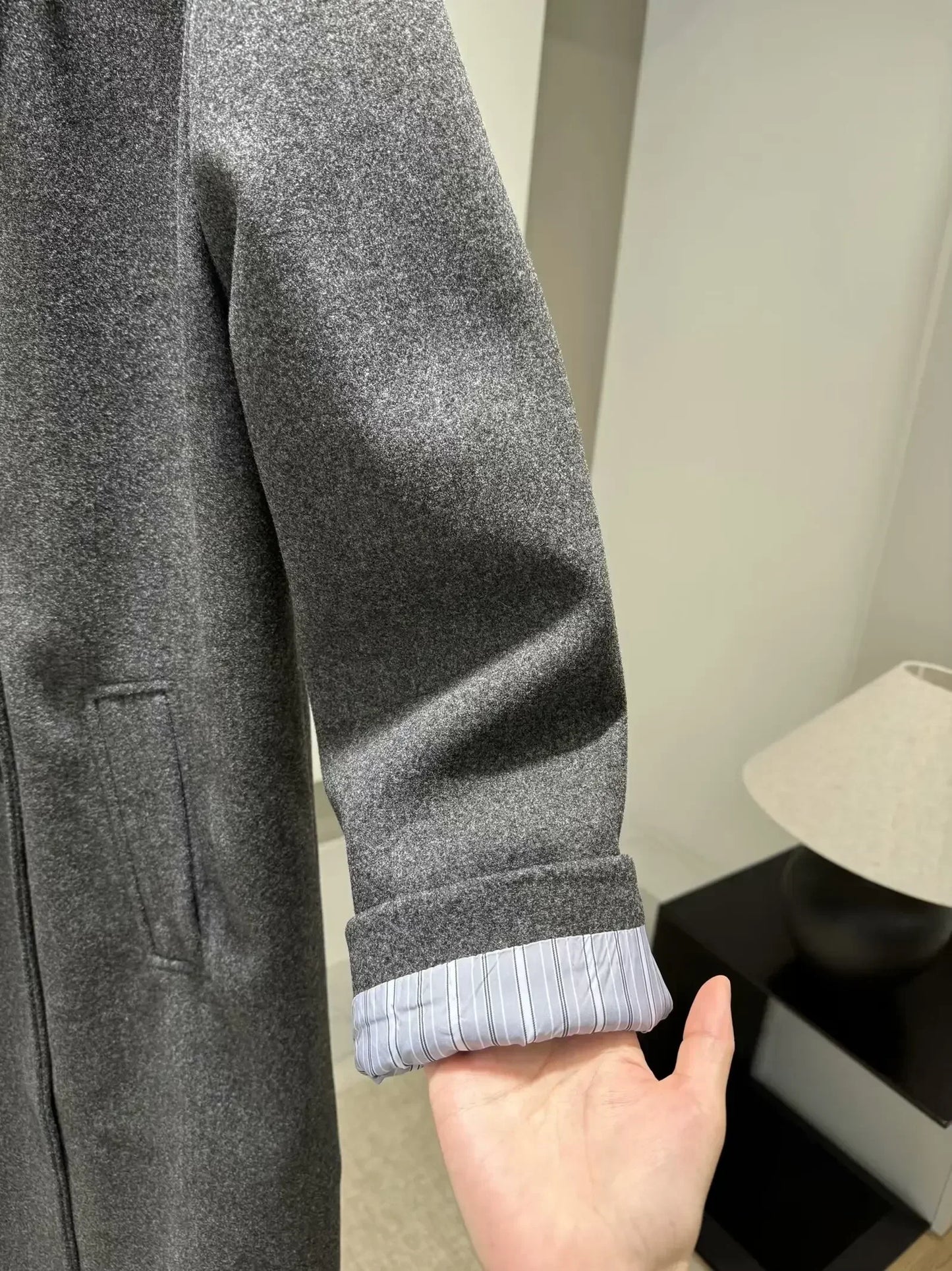 Women's new fashion loose basic style casual double breasted woolen coat retro long sleeved side pocket women's coat chic top