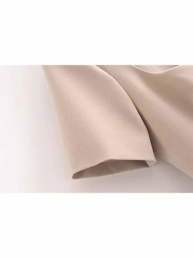 Women's new fashion flap decoration slim short square collar top retro short sleeved button up women's shirt chic top