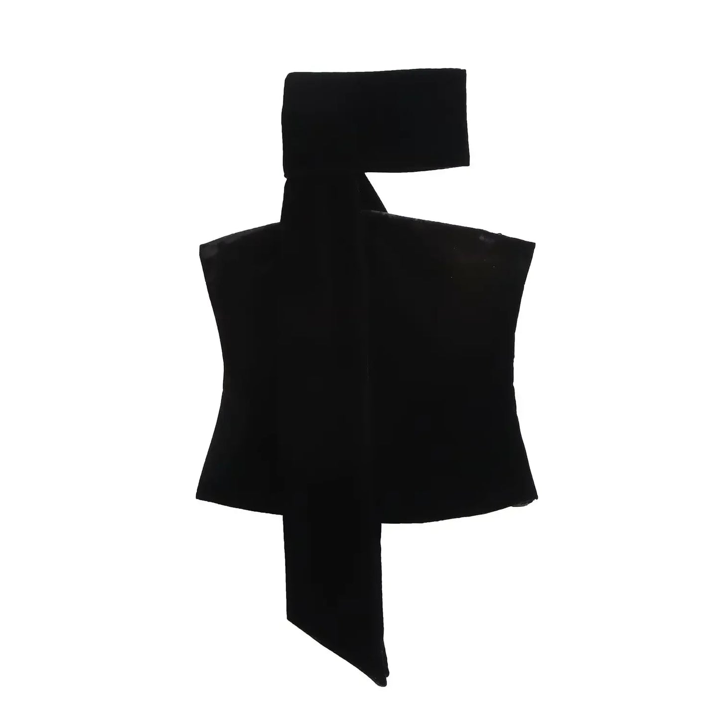 Women's new fashion scarf decoration slim short Strapless velvet top retro backless side zipper women's vest chic top