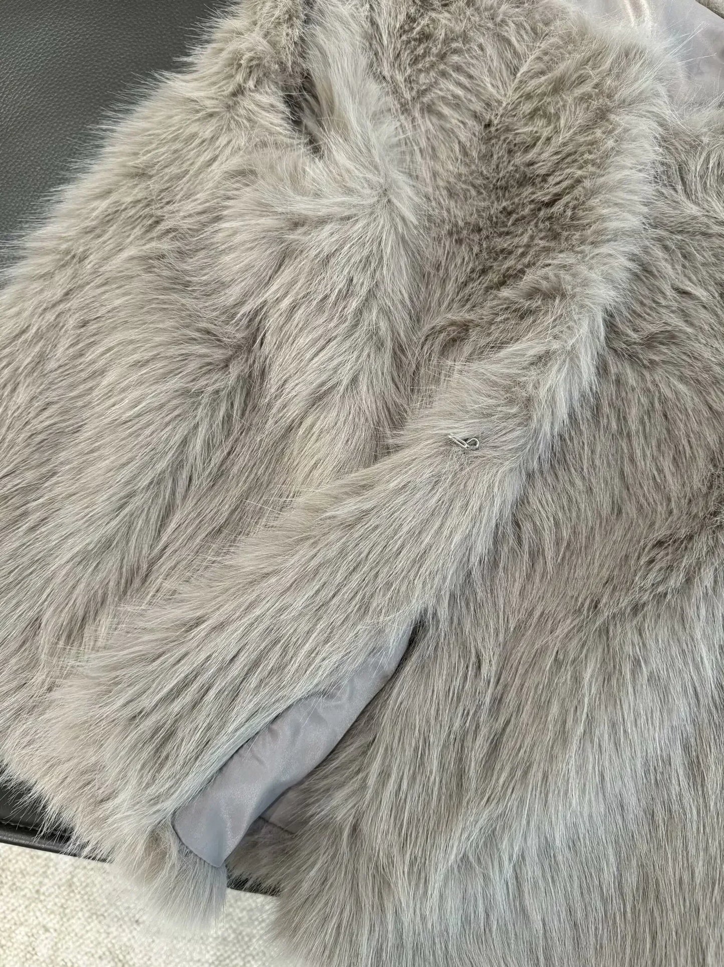 Women's new fashion faux fur effect casual warm O-Neck vest Coat retro sleeveless side pocket women's vest chic top