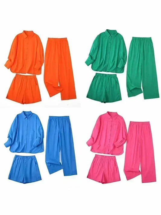 Women's 2024 New Fashion Casual silhouette Loose solid color casual shirt Retro long sleeved button up women's shirt 