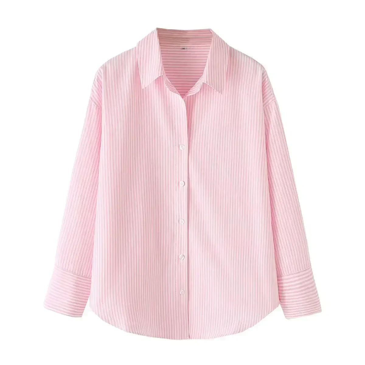 Women's new fashion loose basic style striped shirt casual single breasted lapel shirt retro long sleeved women's shirt chic top