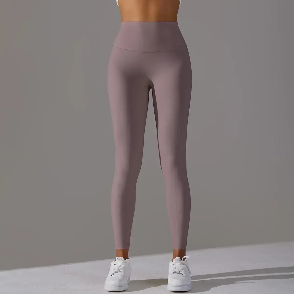 Women's High Waist and Abdomen Nude Yoga Pants Have No Embarrassing Line, Hip-lifting Elastic Peach Sports Fitness Pants 
