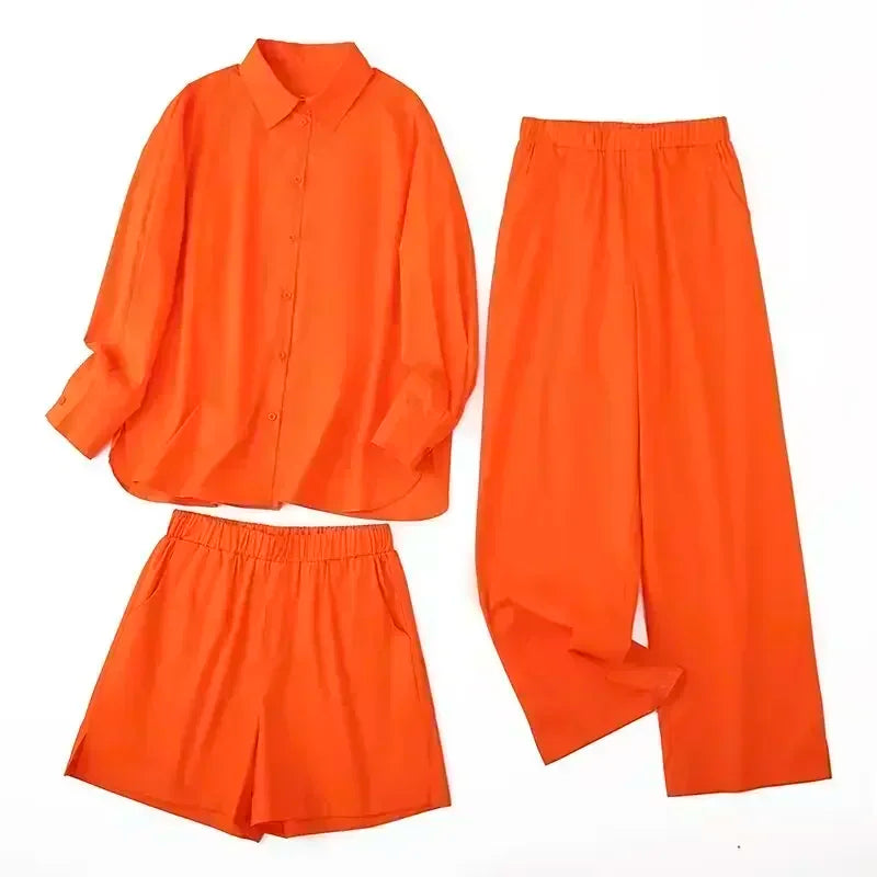 Women's 2024 New Fashion Casual silhouette Loose solid color casual shirt Retro long sleeved button up women's shirt 