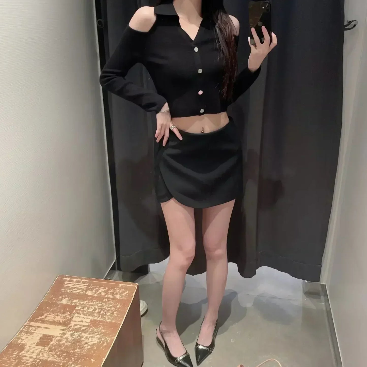 Women's Summer New Fashion Asymmetric Design Slim Fit Versatile Shorts Skirts Retro High Waist Side Zipper Women's Skirts Mujer