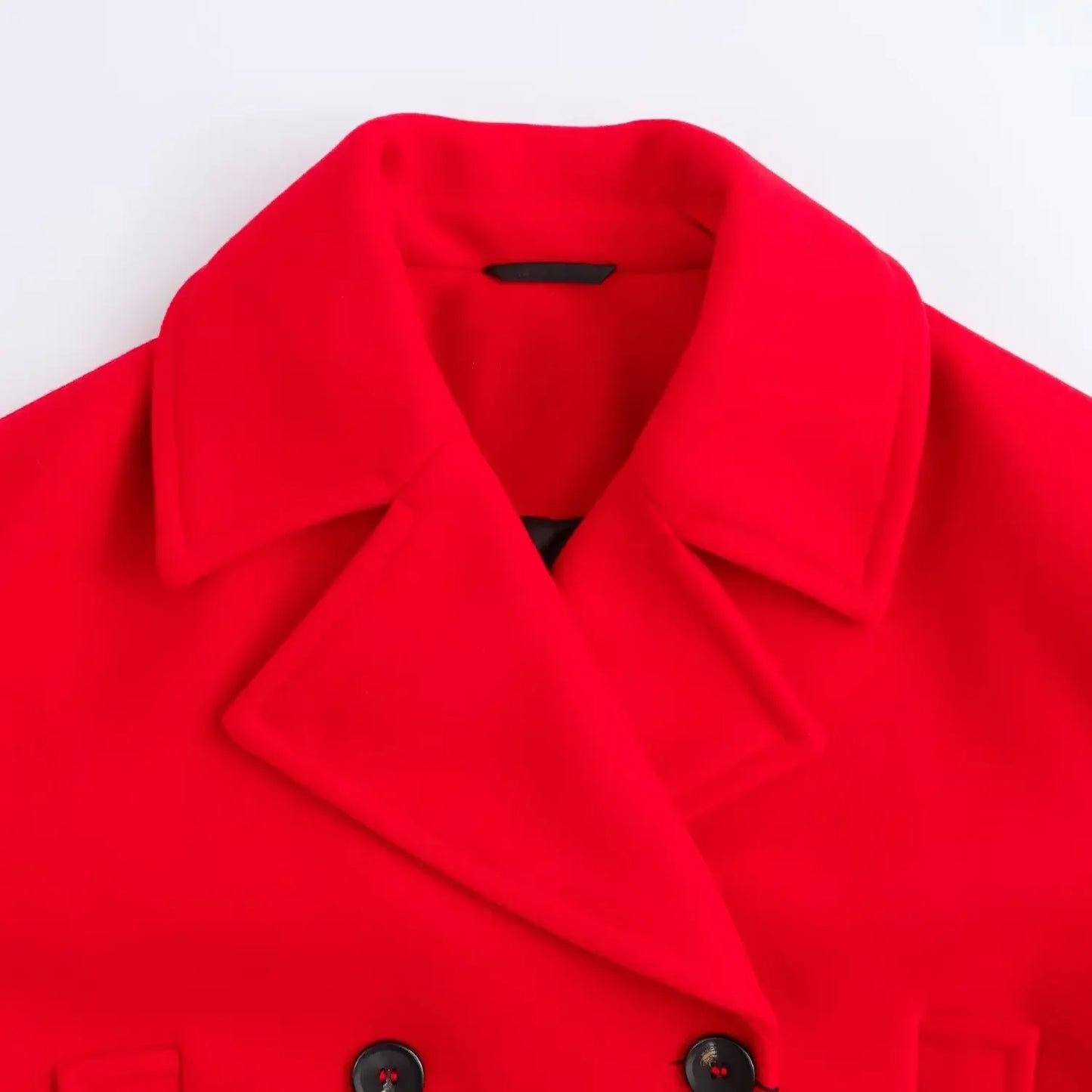 Women's new Fashion flip decoration loose Double Breasted woolen coat retro long sleeved side pocket women's coat chic top