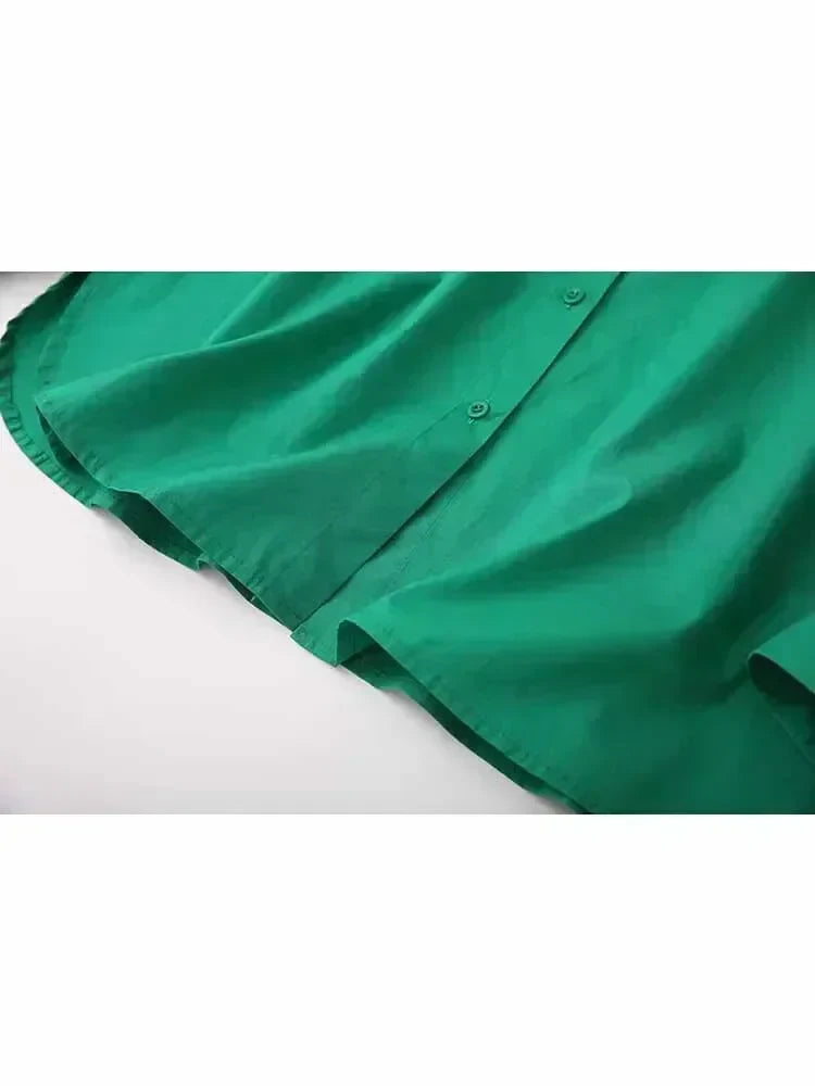 Women's 2024 New Fashion Casual silhouette Loose solid color casual shirt Retro long sleeved button up women's shirt 