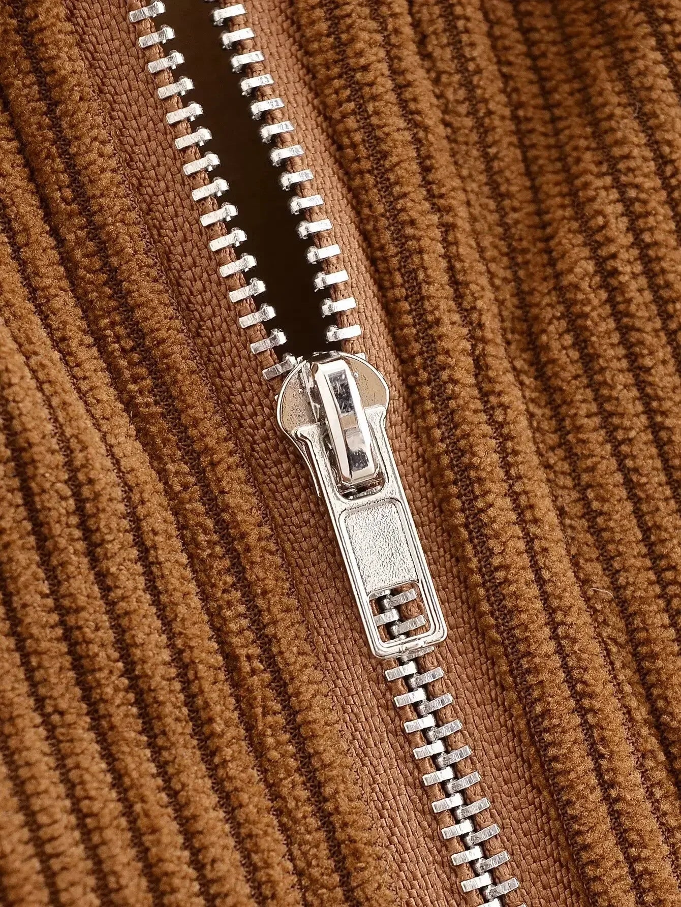 Women's new fashion loose side pocket casual versatile corduroy jacket Coat retro long sleeved zipper women's Coat chic top