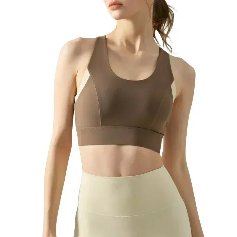 High-strength Sports Bra One-piece Chest Pad Seamless Back Buckle Yoga Vest Shockproof Gathered Beautiful Back Yoga Bra