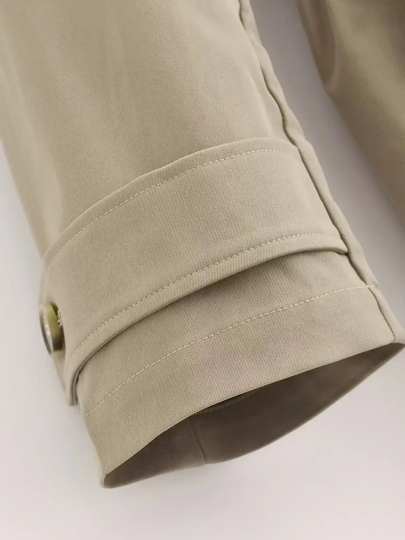 Women's 2024 new fashion with Belt casual short double breasted trench coat retro long sleeved side pocket women's coat 