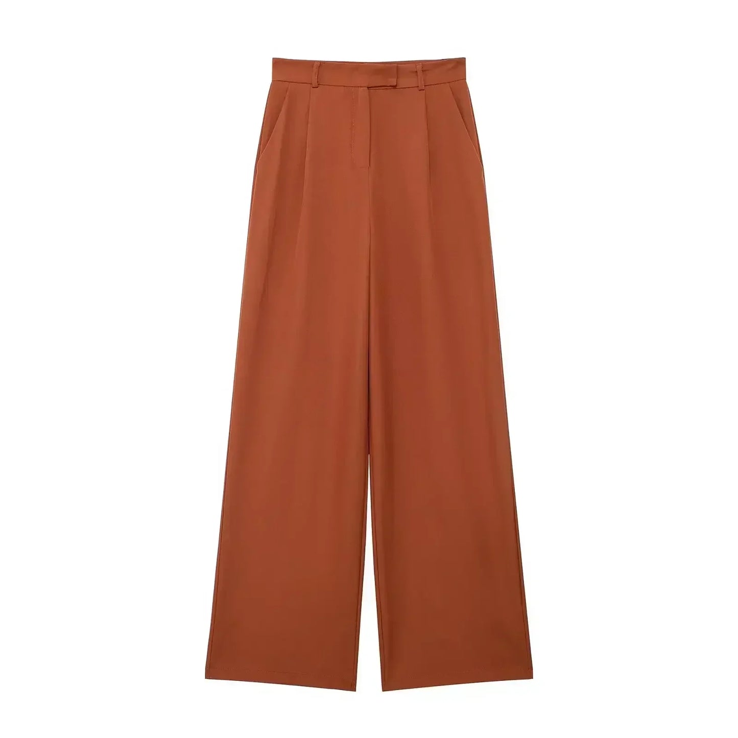Women's 2024 New Fashion Multicolor Loose Side Pocket Casual Pleated Wide Leg Pants Retro High Waist Zipper Women's Pants
