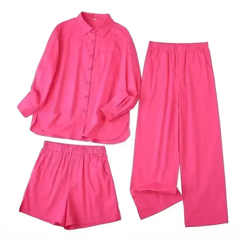 Women's 2024 New Fashion Casual silhouette Loose solid color casual shirt Retro long sleeved button up women's shirt 