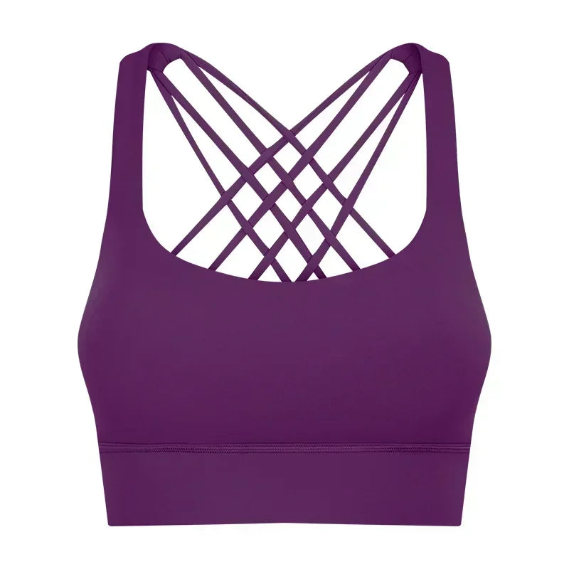 New Fitness Sports Bra Women's High-strength Cross-back Shock-proof Gathered Sports Bra