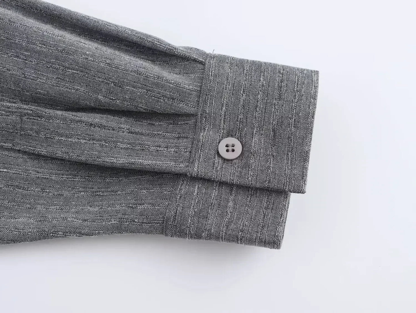 Women's new fashion button up decoration loose striped casual polo shirt collar shirt retro long sleeved women's shirt