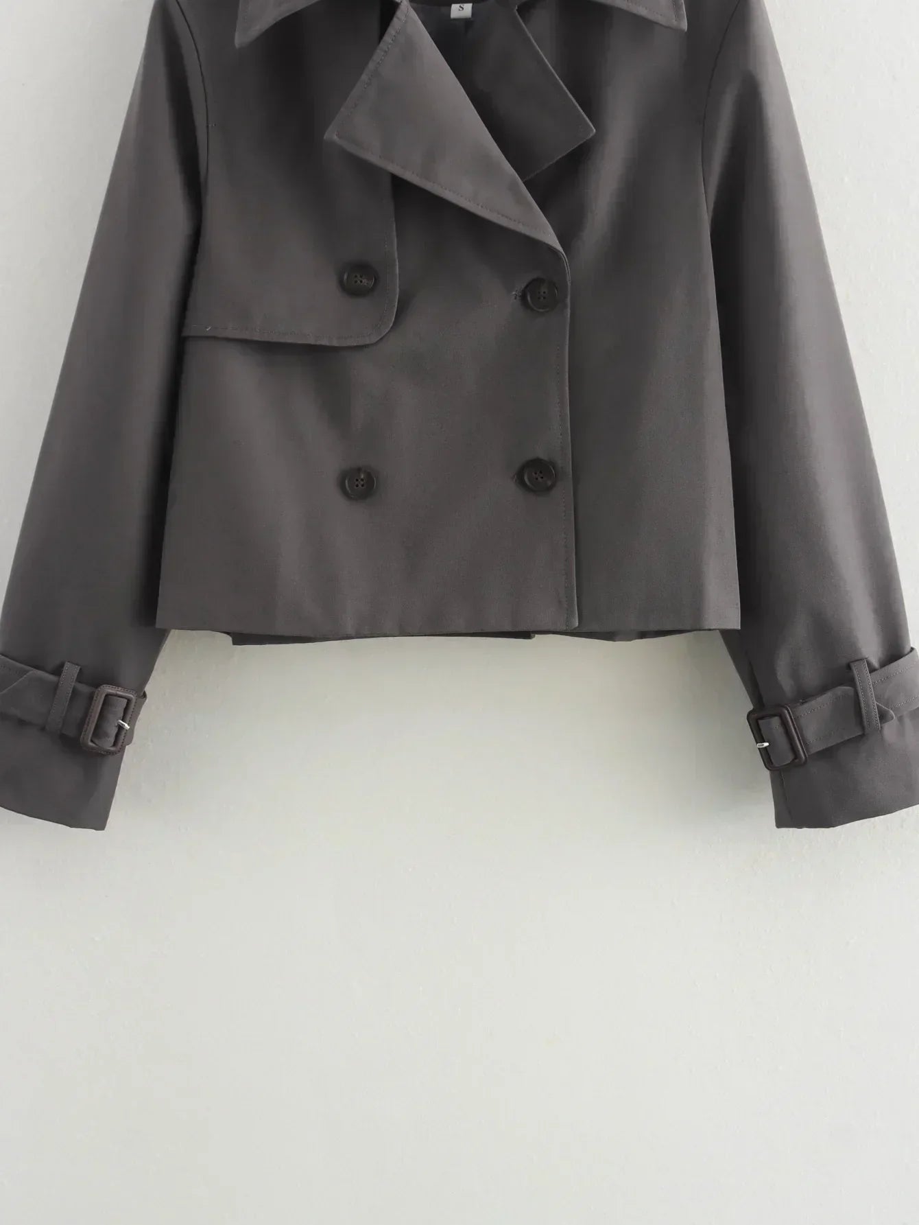 Women's multi-color new fashion loose short casual double breasted windbreaker coat retro long sleeved women's coat