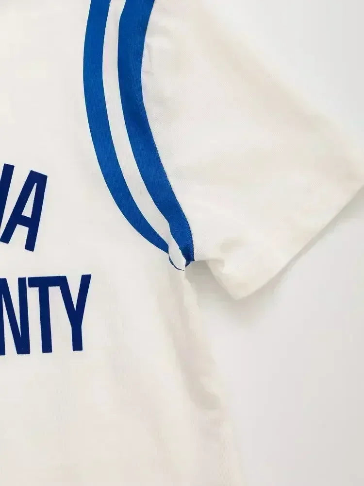 Women's New Fashion Printed Letter Decoration Loose O Neck T-shirt Contrasting Ribbed Short Sleeves Women's Tee Shirt Tops