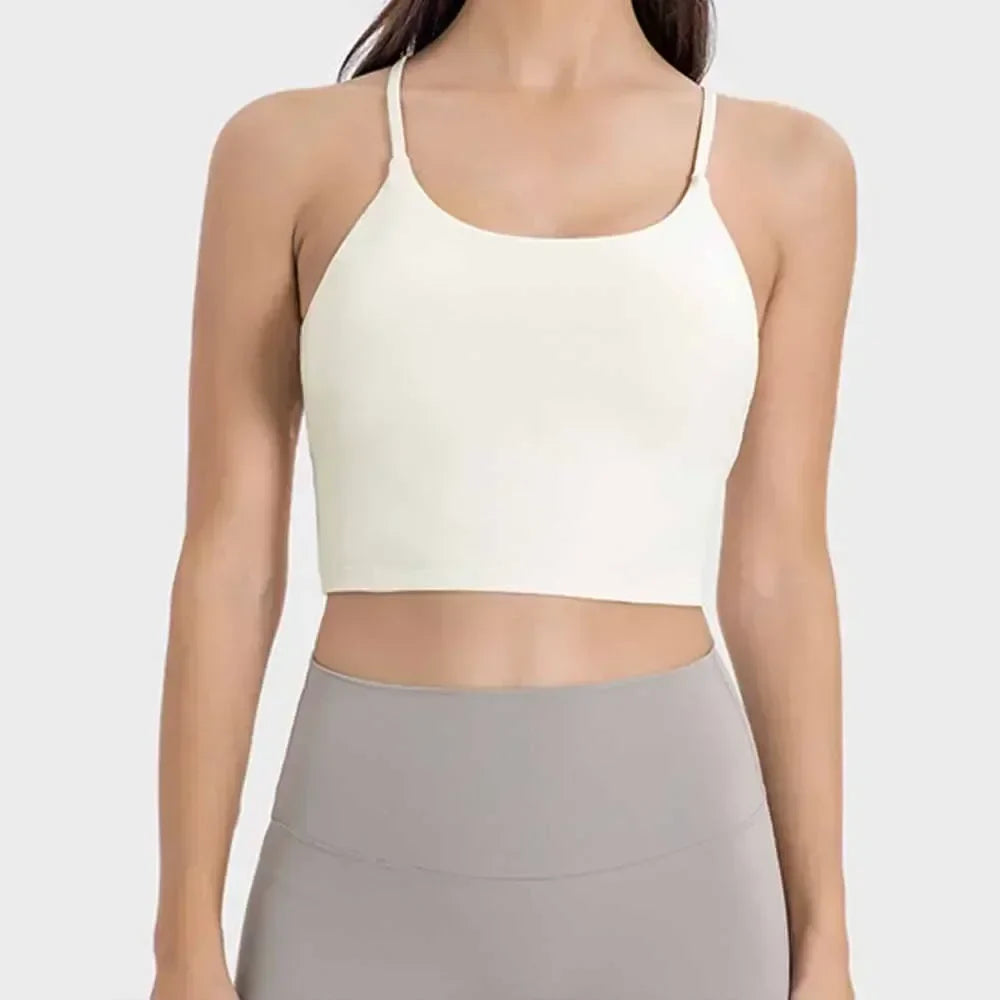 Summer New Sports Yoga Vest Women With Chest Pad Thin Belt Back Fitness Top Sling Yoga Clothes.