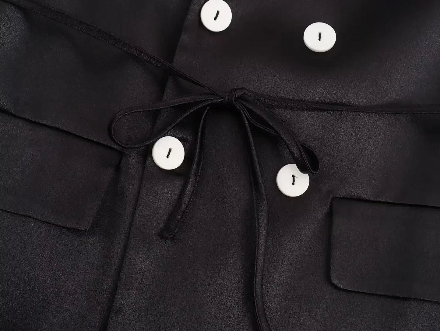 Ladies' new fashion lace up decoration casual double breasted pleated suit coat retro long sleeved pocket women's coat chic top