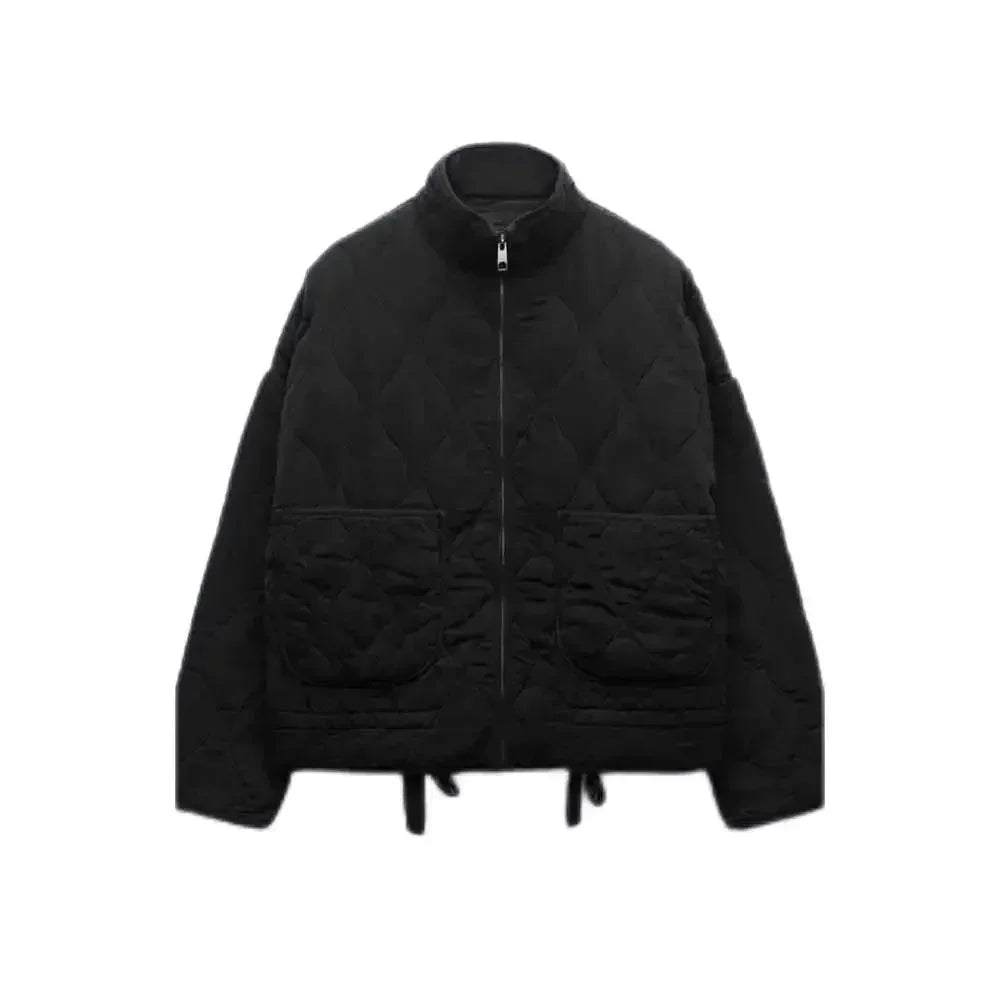 Women's 2024 New Fashion Large Pocket Decoration Loose Warm Washed Cotton Coat Retro Long Sleeve Zipper Women's Coat