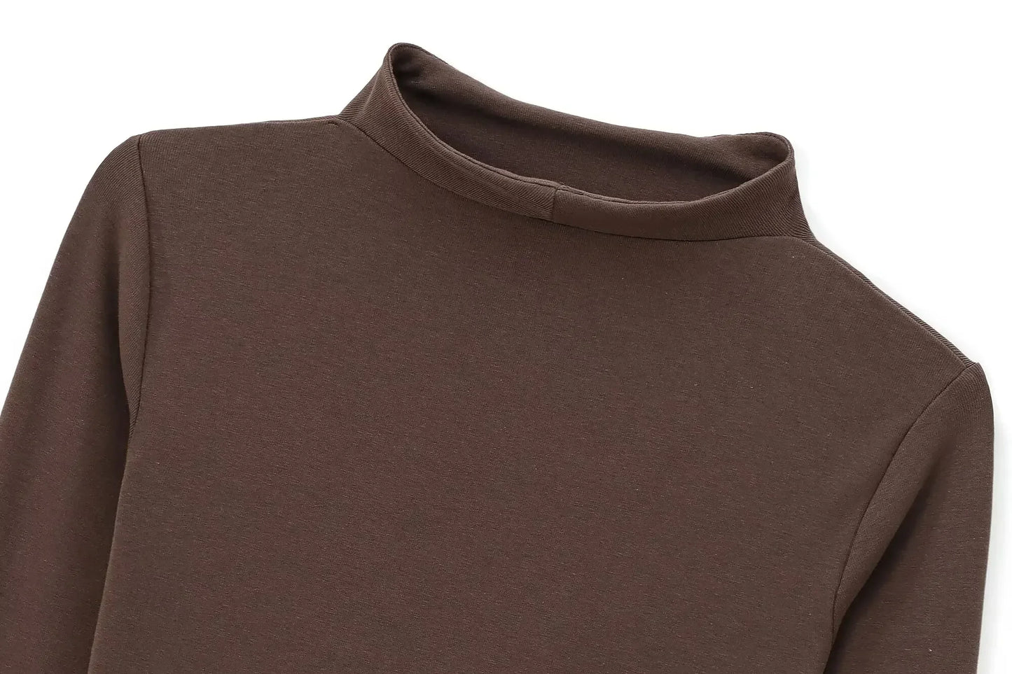 Women's new fashion elastic slim versatile cotton T-shirt top retro half high neck long sleeved women's pullover shirt chic top