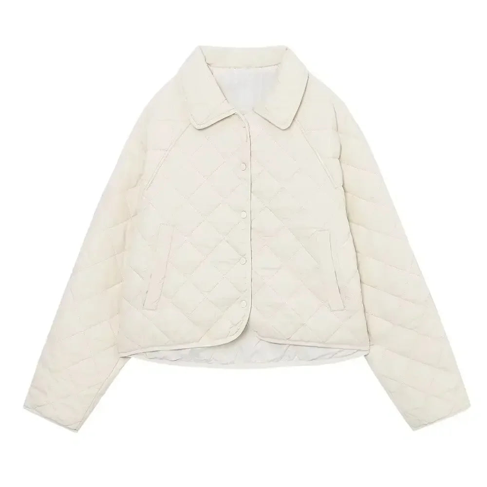 Women's Winter fashion side pocket decoration warm short cotton jacket Coat retro long sleeved button up women's Coat chic top