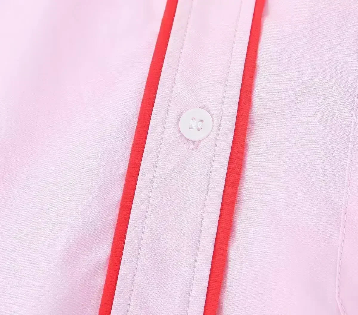 Women's New Fashion with Pocket Splicing Line Decoration Short Casual Shirt Retro Long sleeved Button Women's Shirt Unique Top