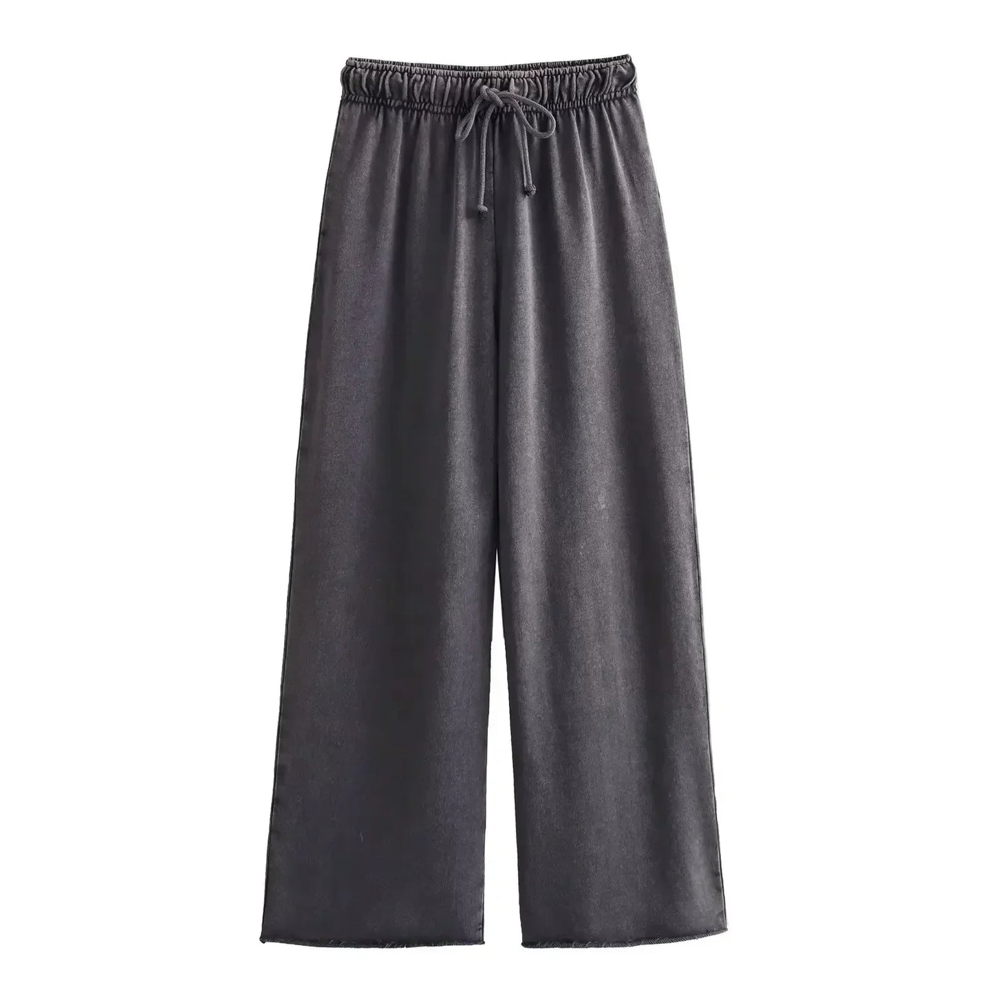 Women's 2024 New Fashion Wash Effect Loose Casual Flannel Jogging Pants Retro Elastic Waist Drawstring Women's Pants Mujer 