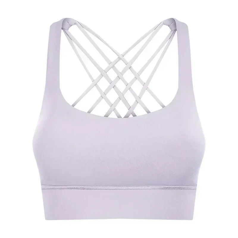 New Fitness Sports Bra Women's High-strength Cross-back Shock-proof Gathered Sports Bra