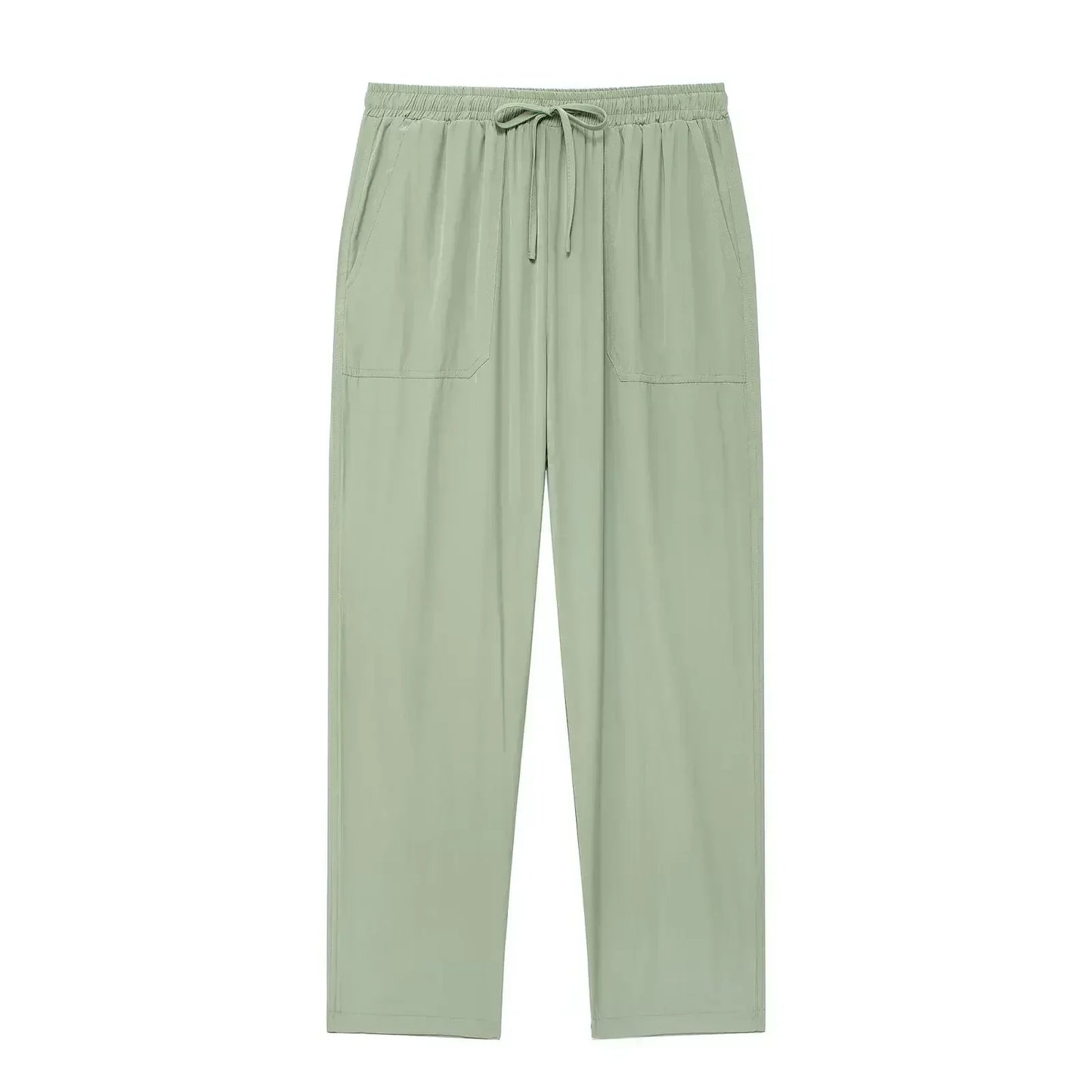 Ladies' new chic Fashion large pocket design multi-color casual pleated pants retro elastic waist drawstring ankle pants