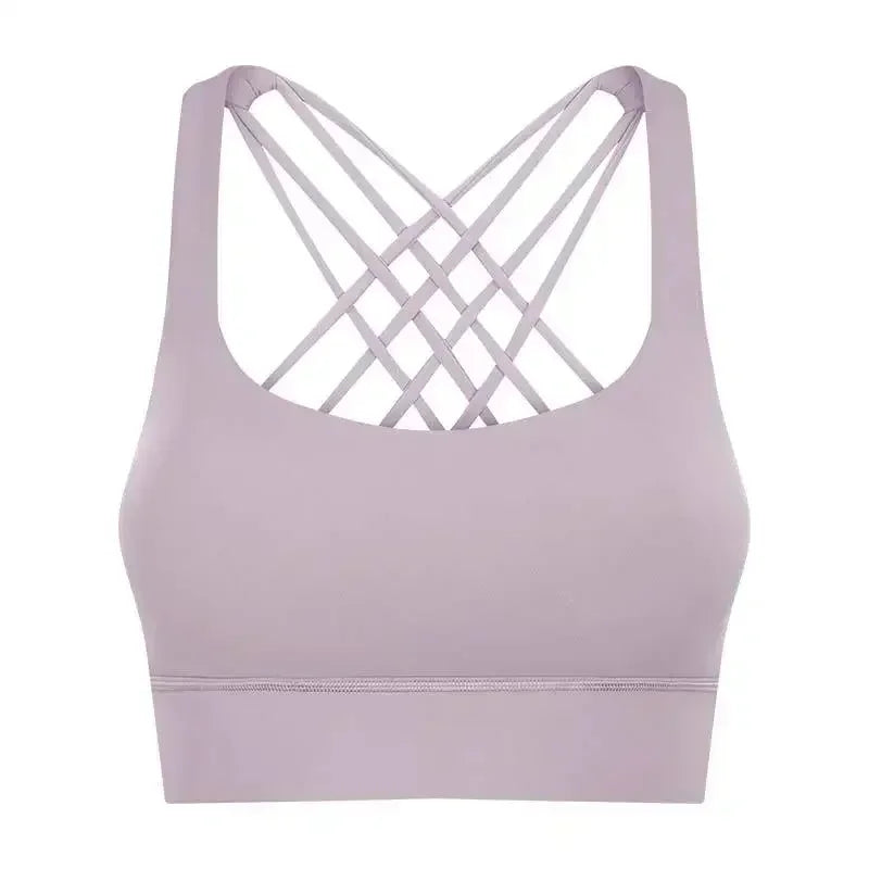 New Fitness Sports Bra Women's High-strength Cross-back Shock-proof Gathered Sports Bra