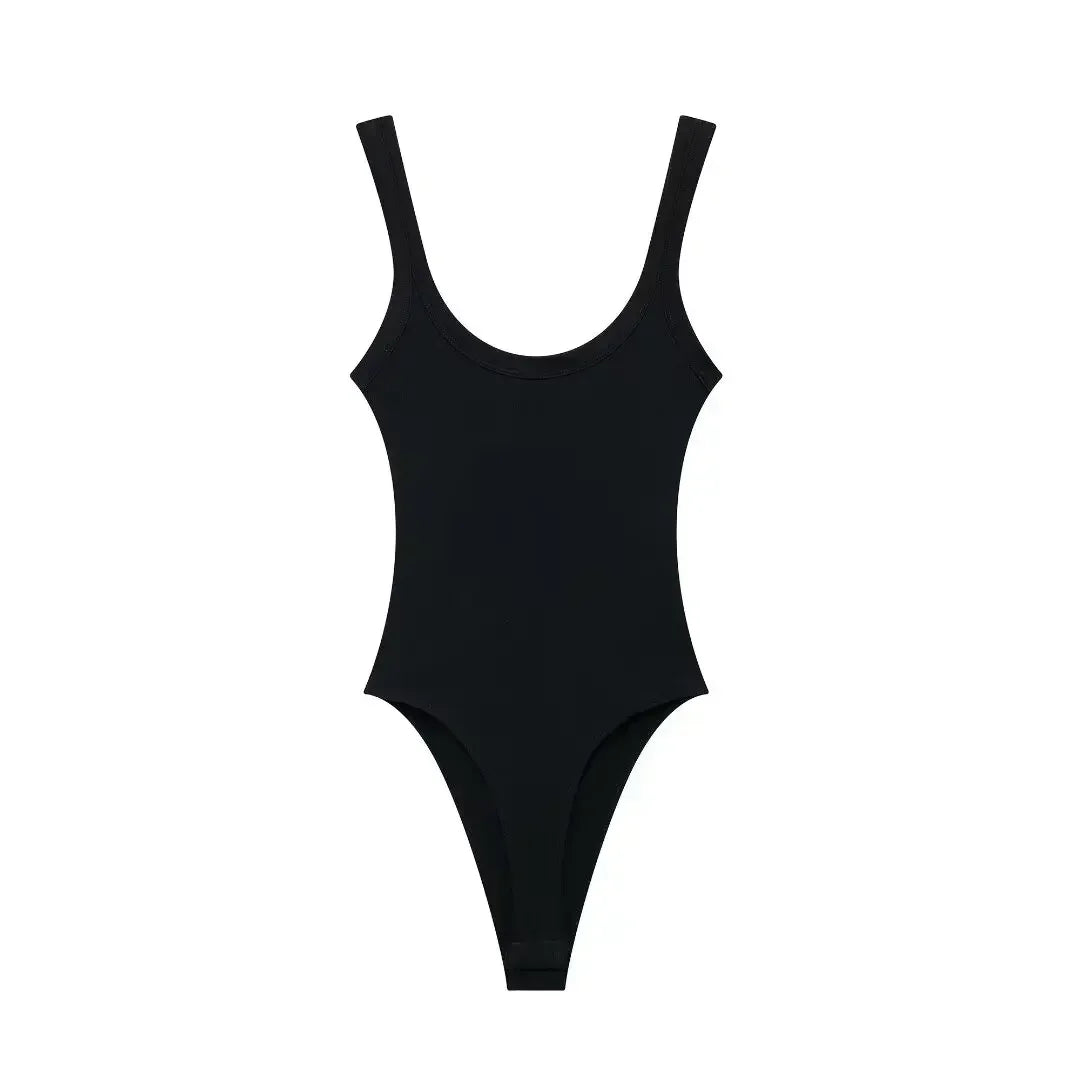 Women's 2024 New Fashion Multi Color Elastic Tight Backless Ribbed jumpsuit Retro Wide Straps Women's Short jumpsuit Mujer 