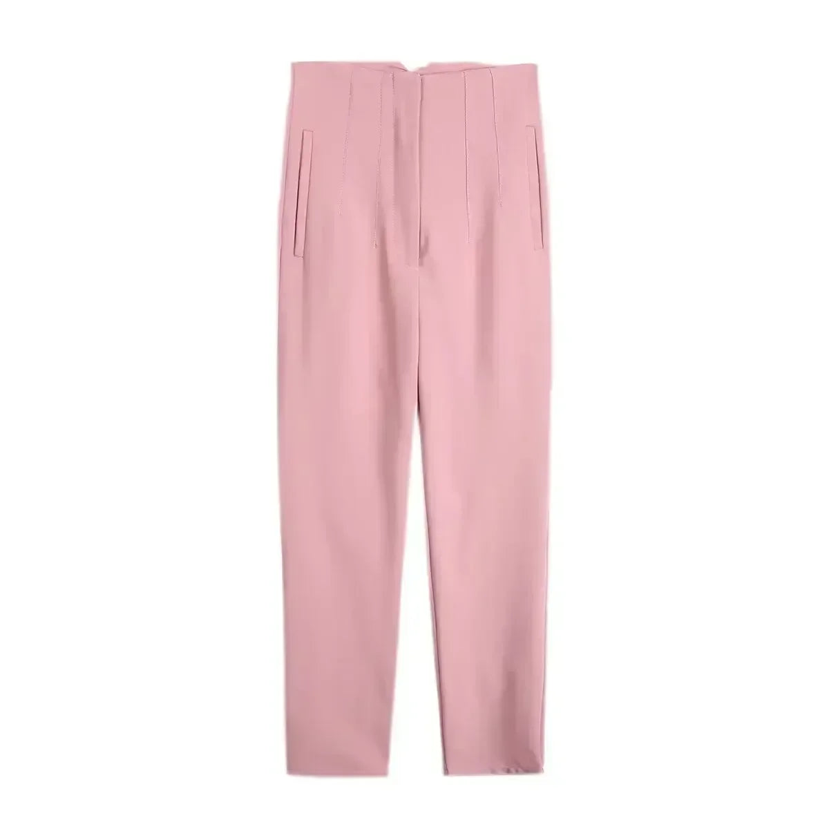 Women's 2024 New Fashion Multi color Casual Side Pocket Versatile Pants Retro High waisted Zipper Women's Pants Mujer 