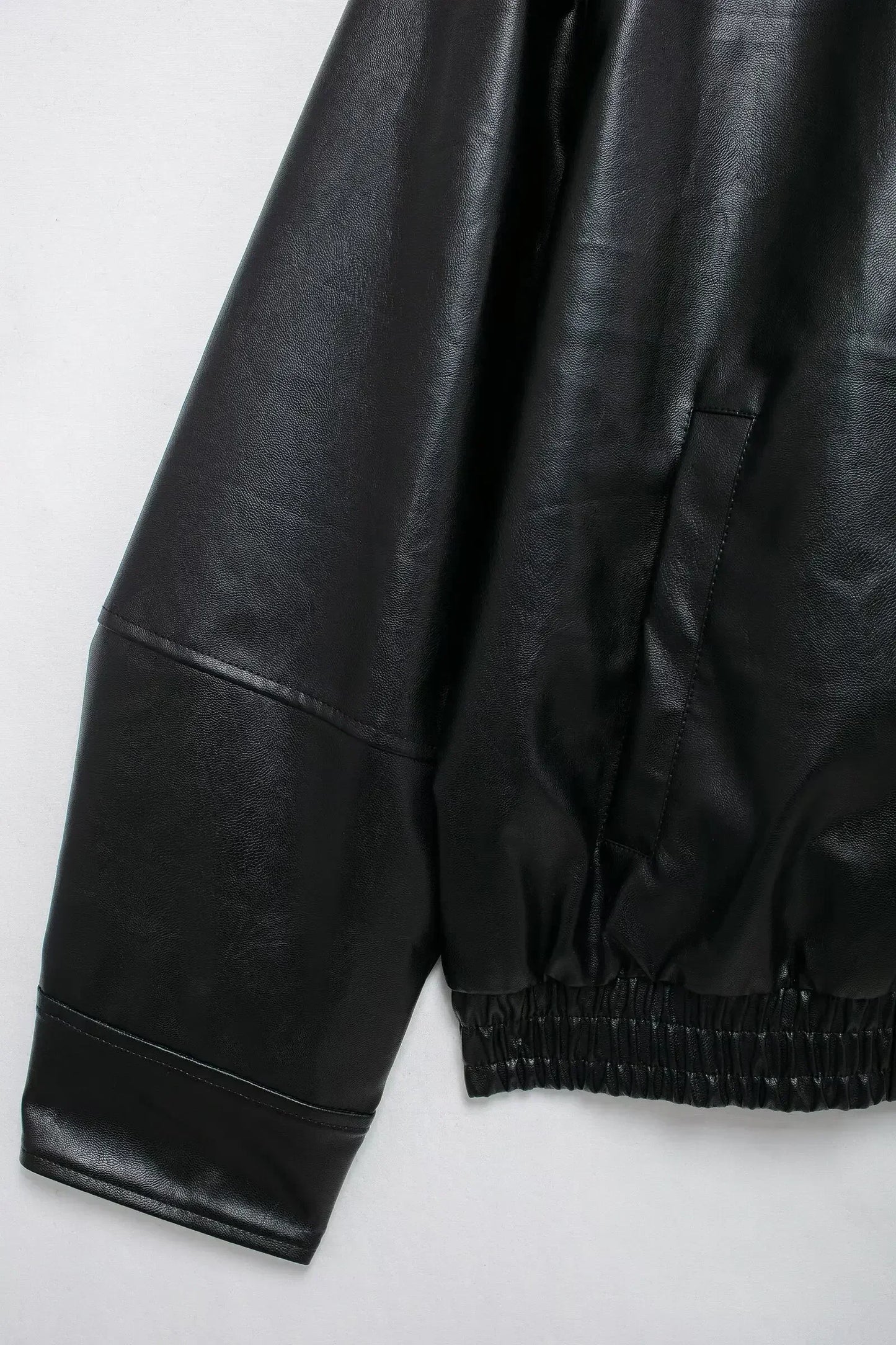 Women's 2024 New Fashion Casual Side Pocket Solid Lapel Faux Leather Jacket Coat Retro Long Sleeve Zipper Women's Coat Chic Top 