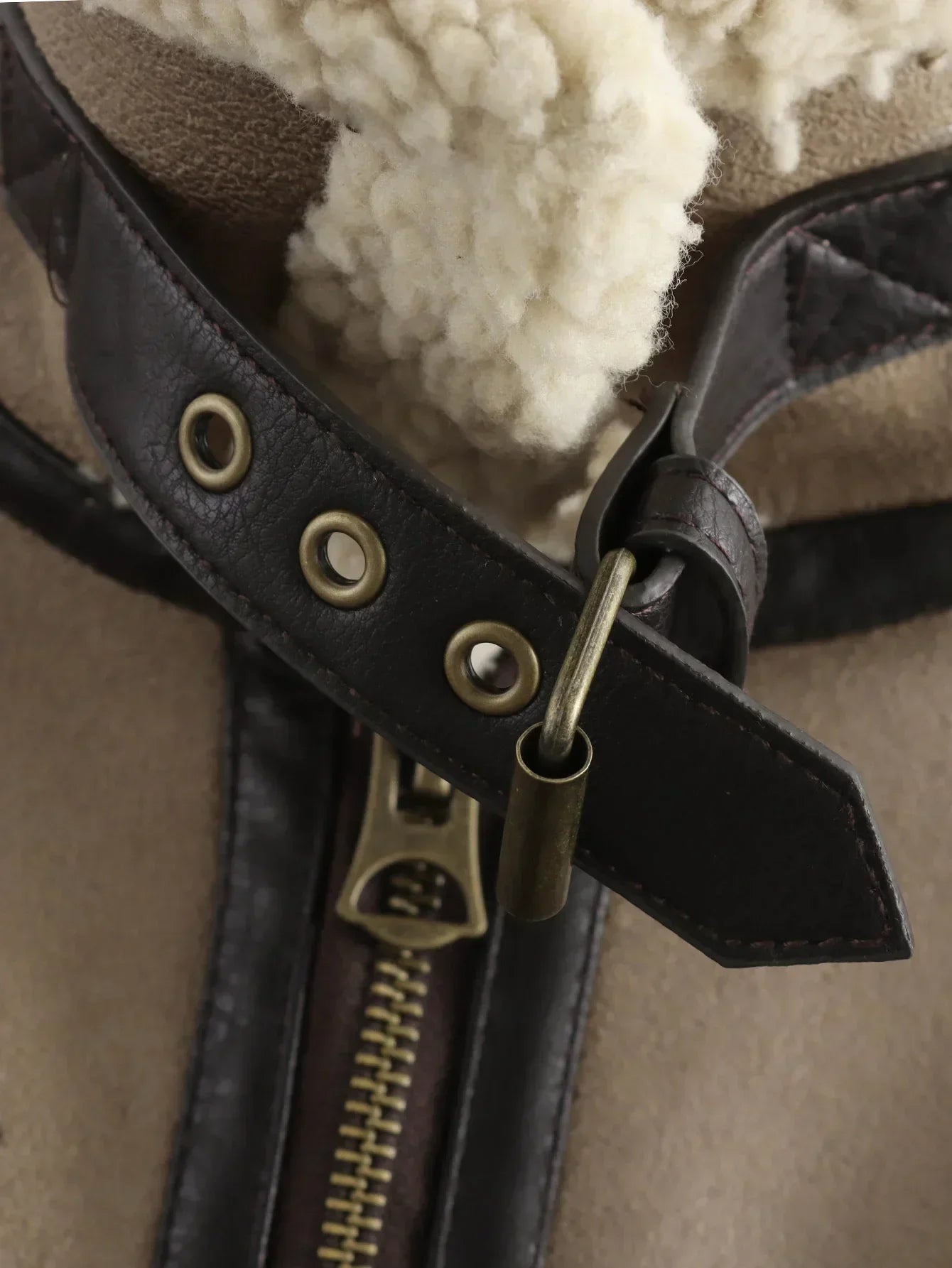 Women's new fashion with belt double-sided short Fur Faux Leather jacket retro long sleeved zipper pocket women's Coat chic top 