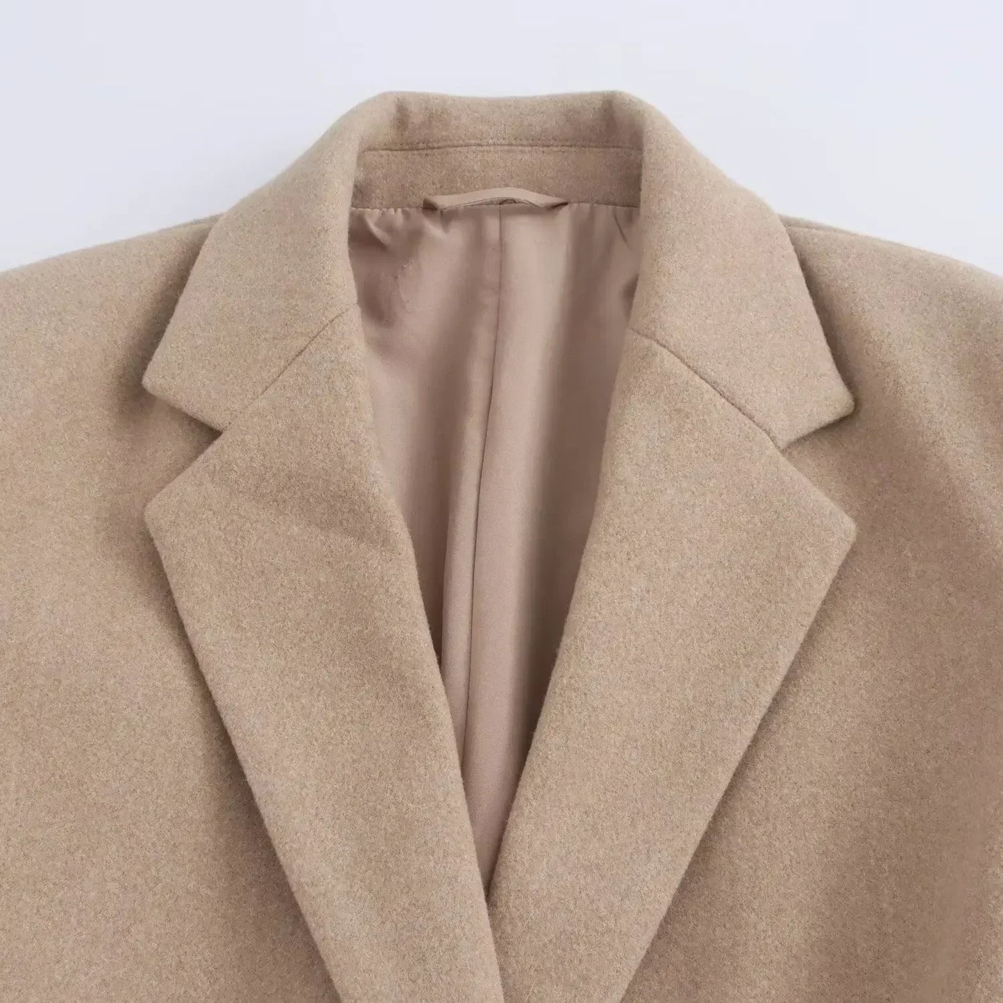 Women's 2024 new fashion loose long style single breasted soft woolen coat retro long sleeved side pocket women's coat chic top