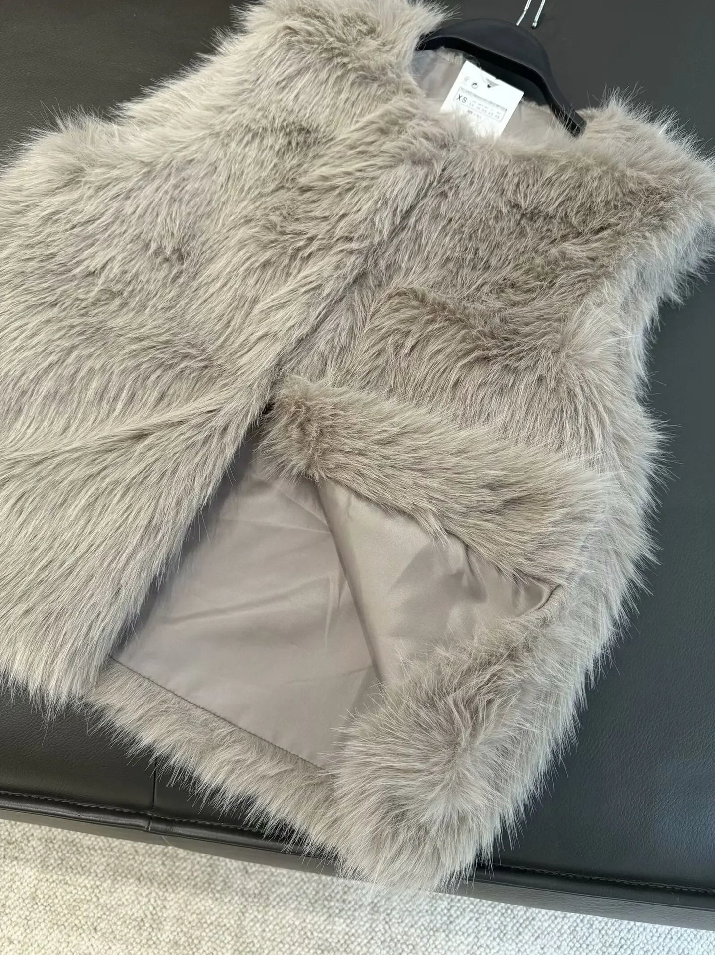 Women's new fashion faux fur effect casual warm O-Neck vest Coat retro sleeveless side pocket women's vest chic top