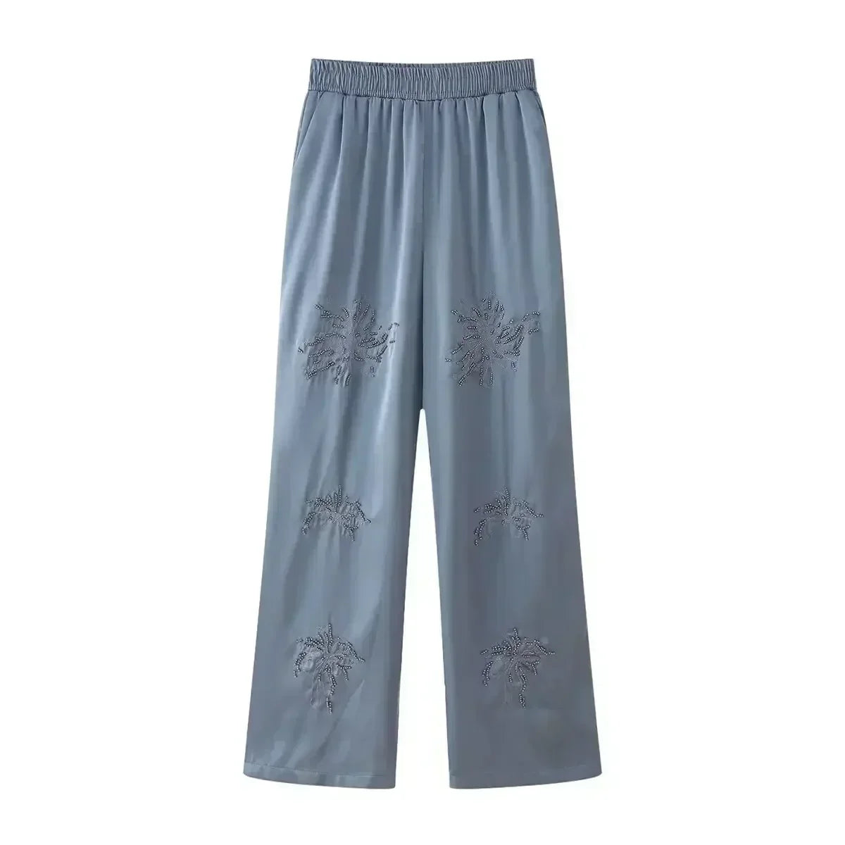 Women's new fashion beaded decoration casual lapel embroidered women's shirt retro long sleeved Button up women's shirt 