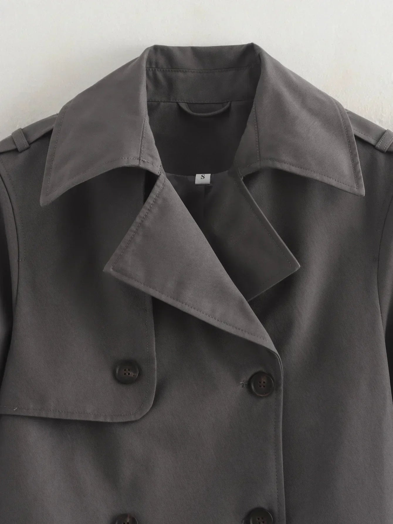 Women's multi-color new fashion loose short casual double breasted windbreaker coat retro long sleeved women's coat