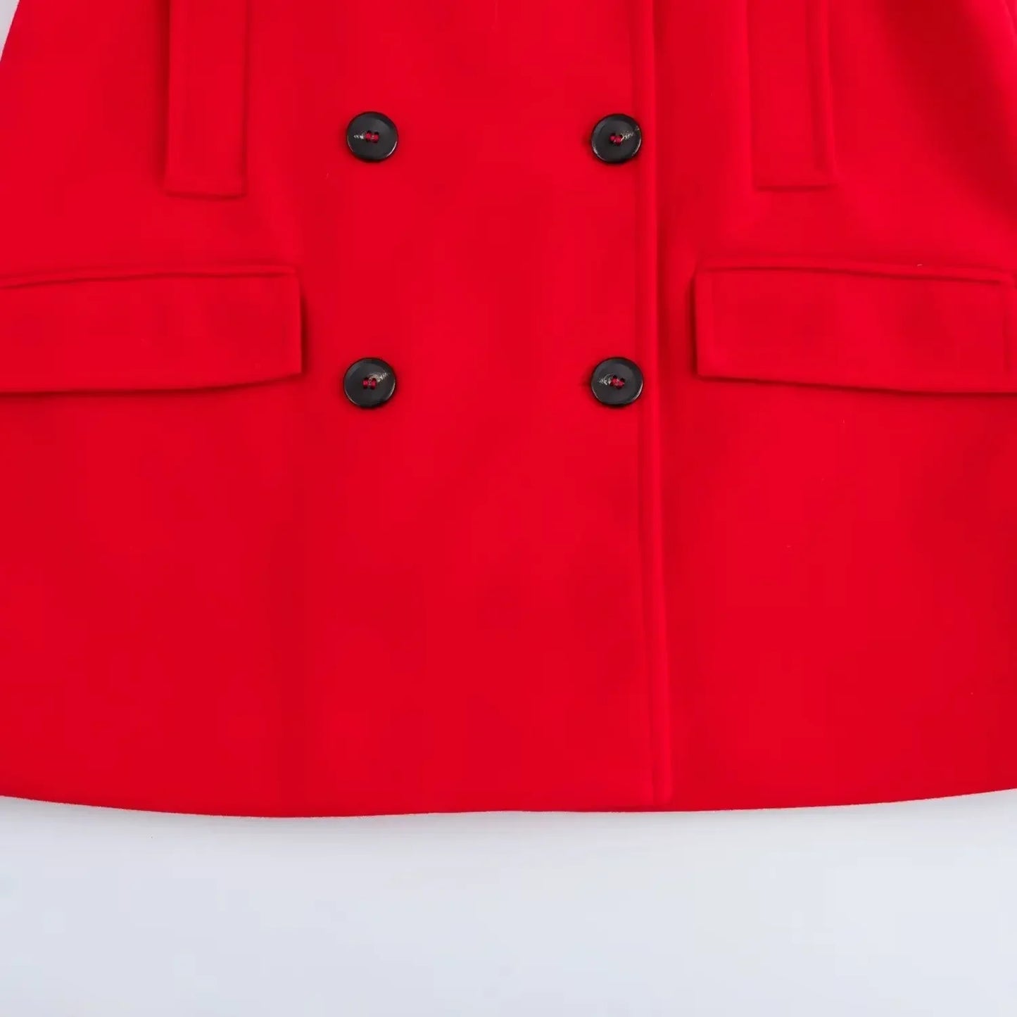 Women's new Fashion flip decoration loose Double Breasted woolen coat retro long sleeved side pocket women's coat chic top