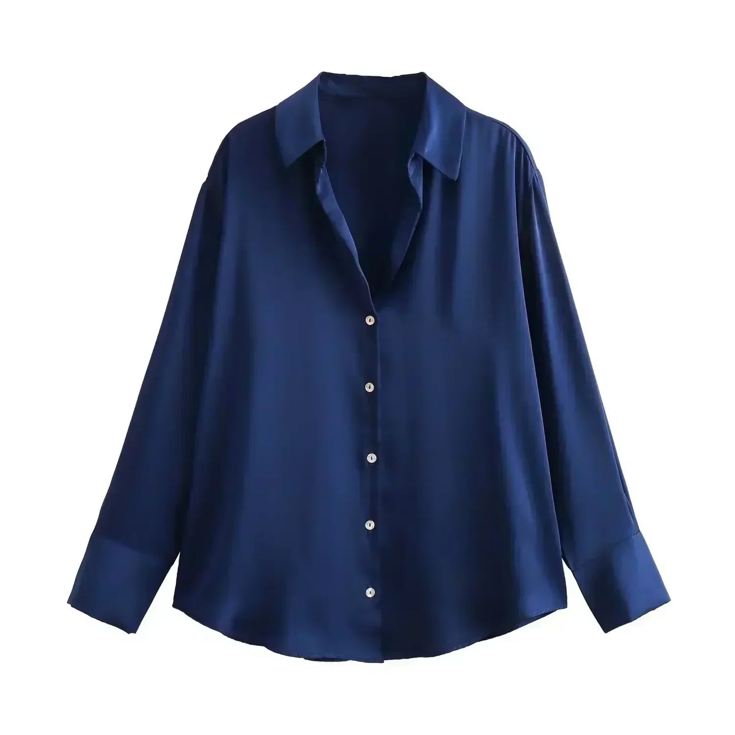 Women 2023 spring New Fashion Multicolor Silk satin texture hang down Blouses Long Sleeve Button-up Female Shirts Tops 
