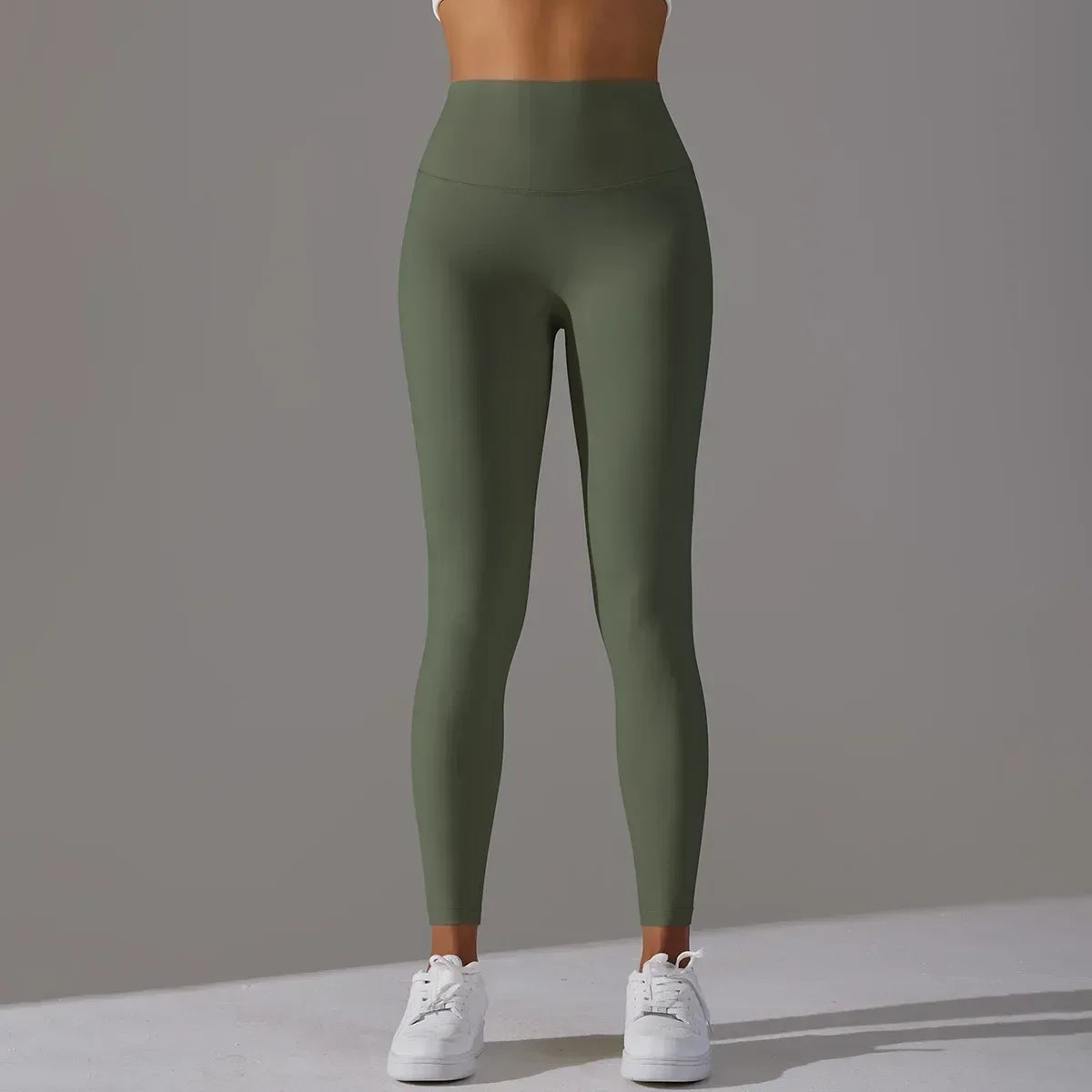 Women's High Waist and Abdomen Nude Yoga Pants Have No Embarrassing Line, Hip-lifting Elastic Peach Sports Fitness Pants 