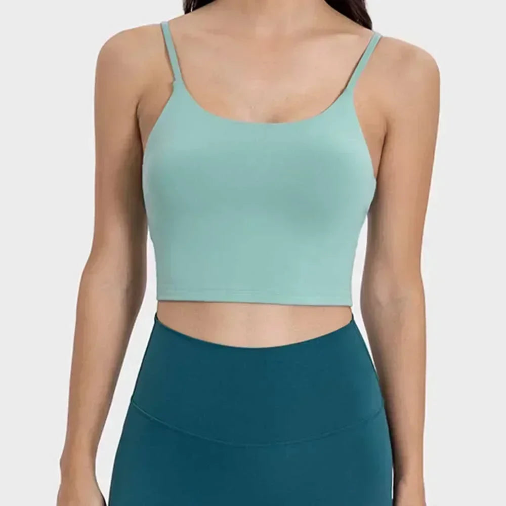 Summer New Sports Yoga Vest Women With Chest Pad Thin Belt Back Fitness Top Sling Yoga Clothes.