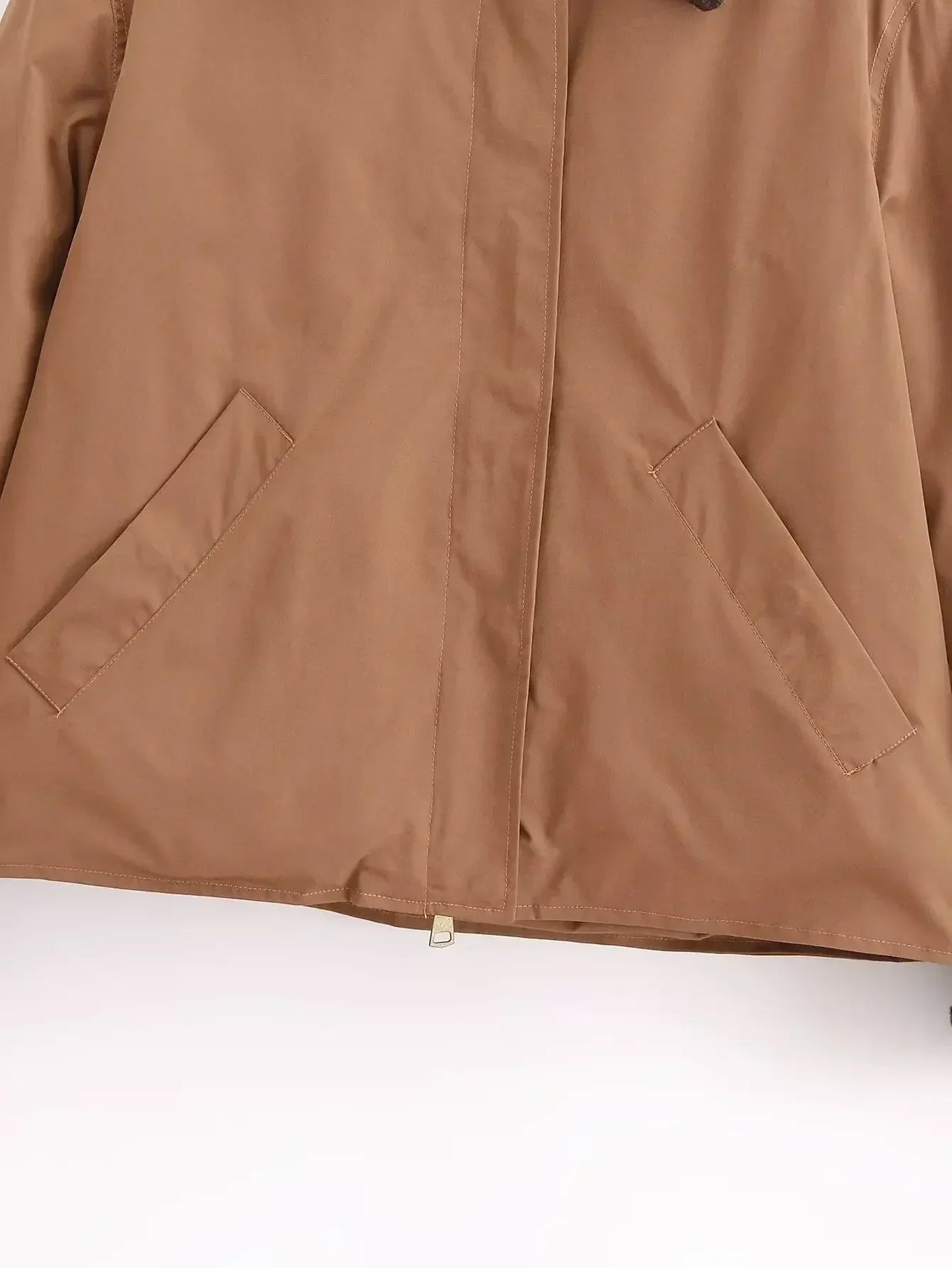 Women's New Fashion Pocket Decoration Loose Warm Splicing Corduroy Jacket Coat Retro Long Sleeve Zipper Women's Coat Chic Top