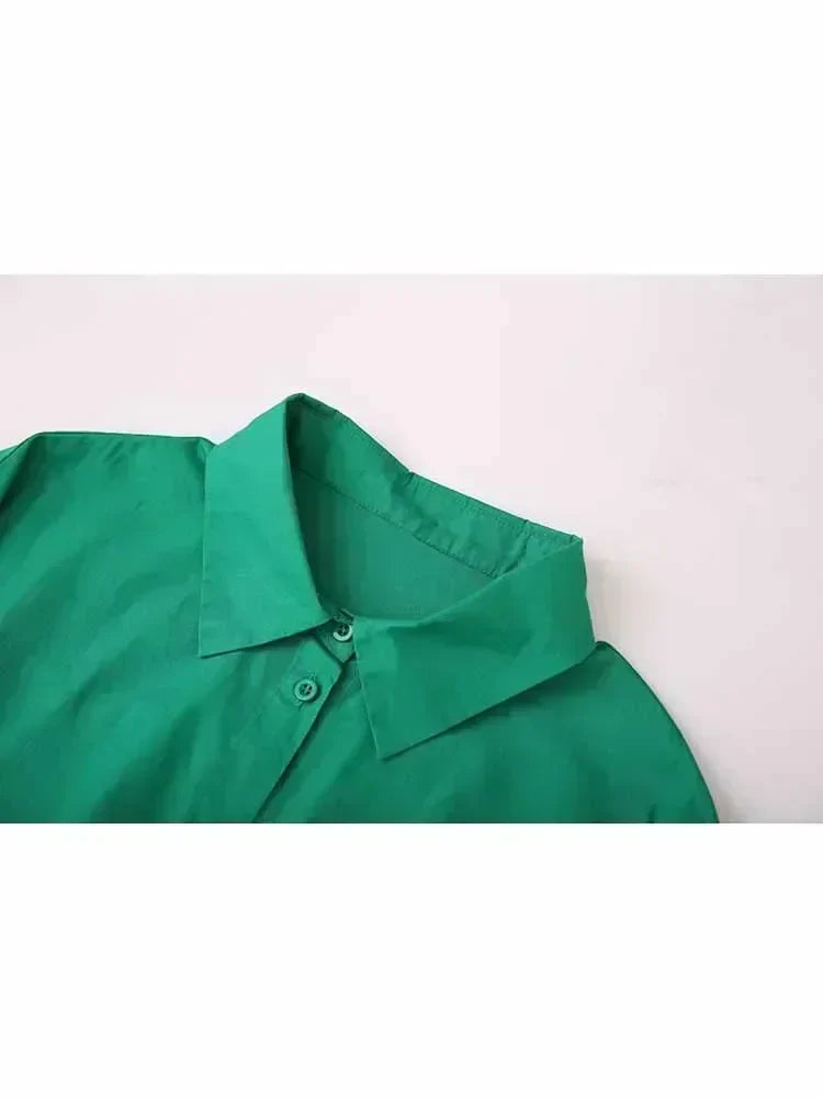 Women's 2024 New Fashion Casual silhouette Loose solid color casual shirt Retro long sleeved button up women's shirt 