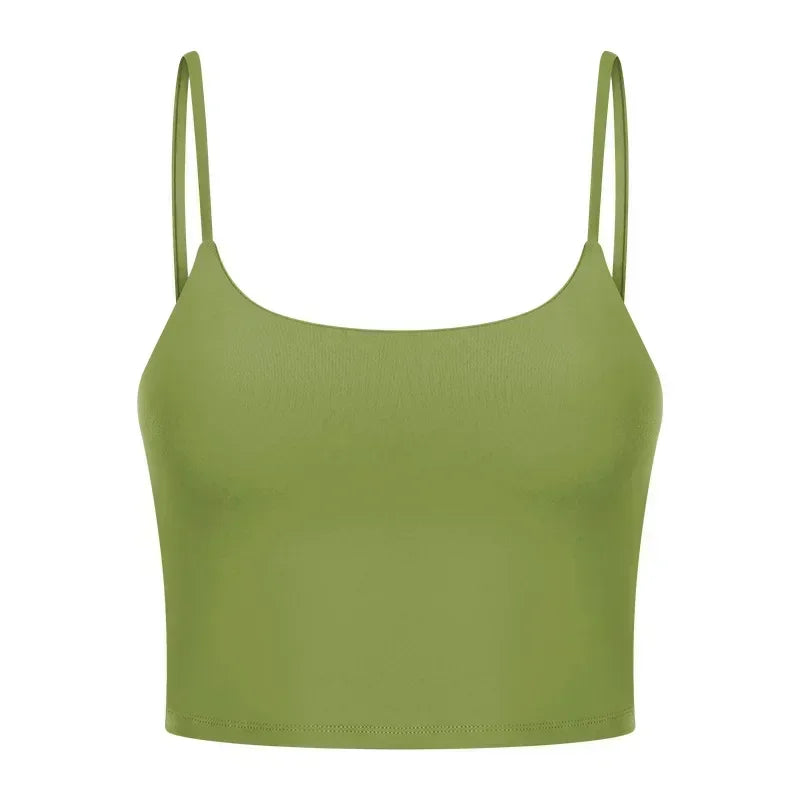 Summer New Sports Yoga Vest Women With Chest Pad Thin Belt Back Fitness Top Sling Yoga Clothes.